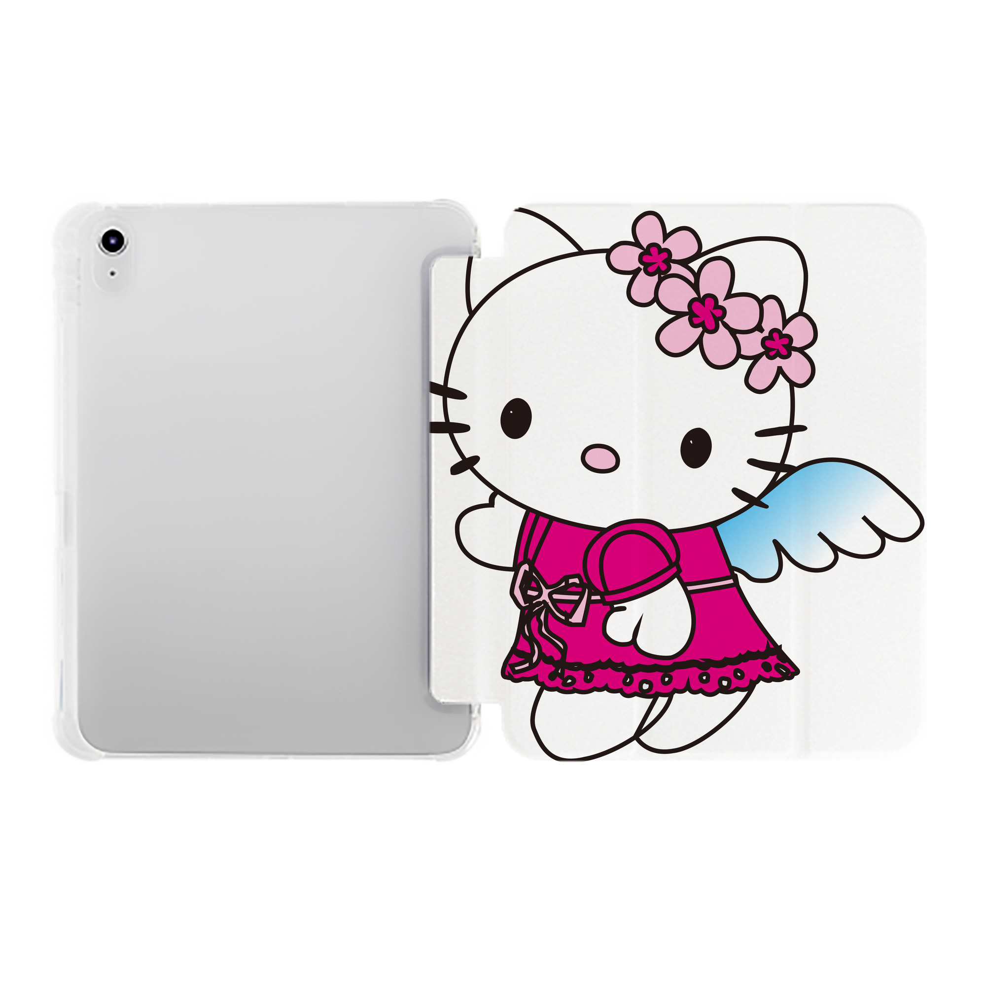 （画像用） Hello Kitty ハローキティ IPad ケース ペン収納付き 三つ折りスタンド PUレザー×シリコン 対応機種9.5/10.5/10.9インチ